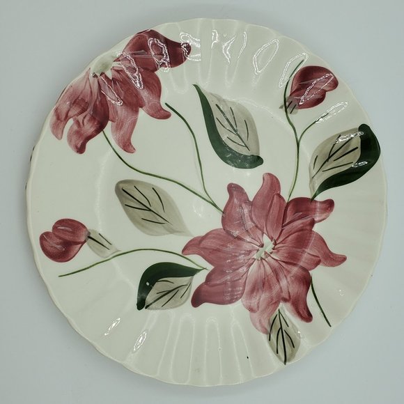 Blue Ridge Southern Potteries Poinsettia Reddish Pink Flower Dinner Lunch Plates - Picture 2 of 7